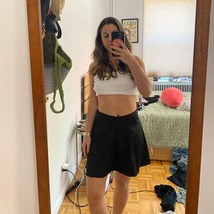 A Line satin black mini skirt